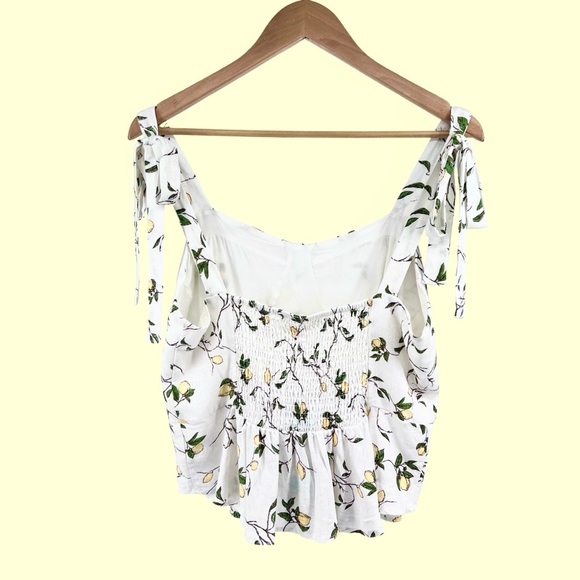 Daisy & Delilah NWT Amani Tie Strap Peplum Top Large Lemon Print Bustier Linen - Picture 3 of 16